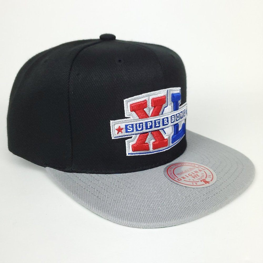 Mitchell & Ness Super Bowl XL NFL Snapback Hat 3D Logo Black‎ Gray Cap NWT - Picture 3 of 8